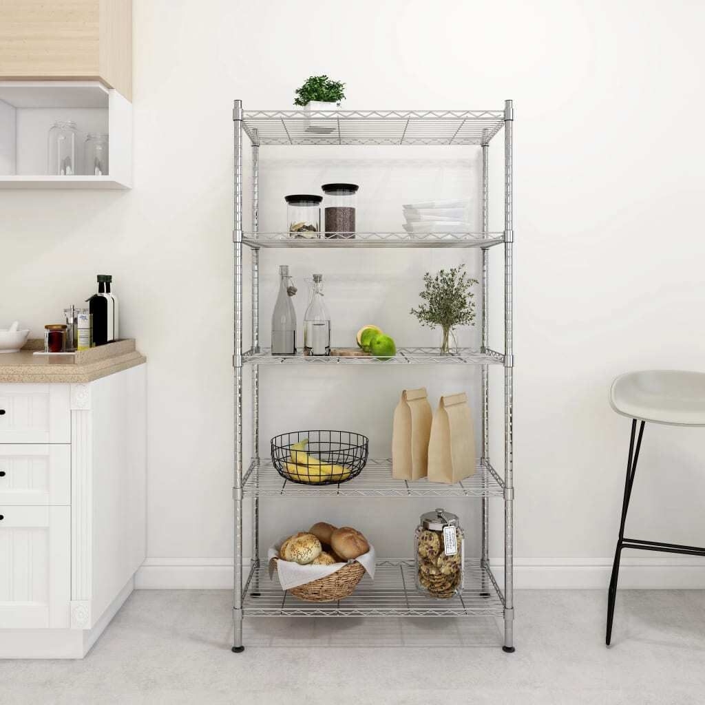 Möbel Lagerregal mit 5 Böden 90x35x180 cm Chrom 250 kg - Lager- & Regalsysteme 324623