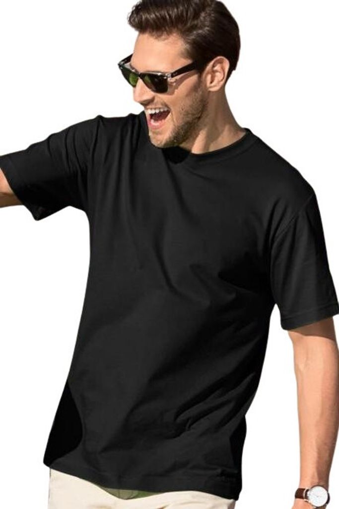 Herren-T-Shirt für den Sommer, 100% Baumwolle, unbedruckt, einfarbig, 145g/m2, Farbe schwarz, Größe L