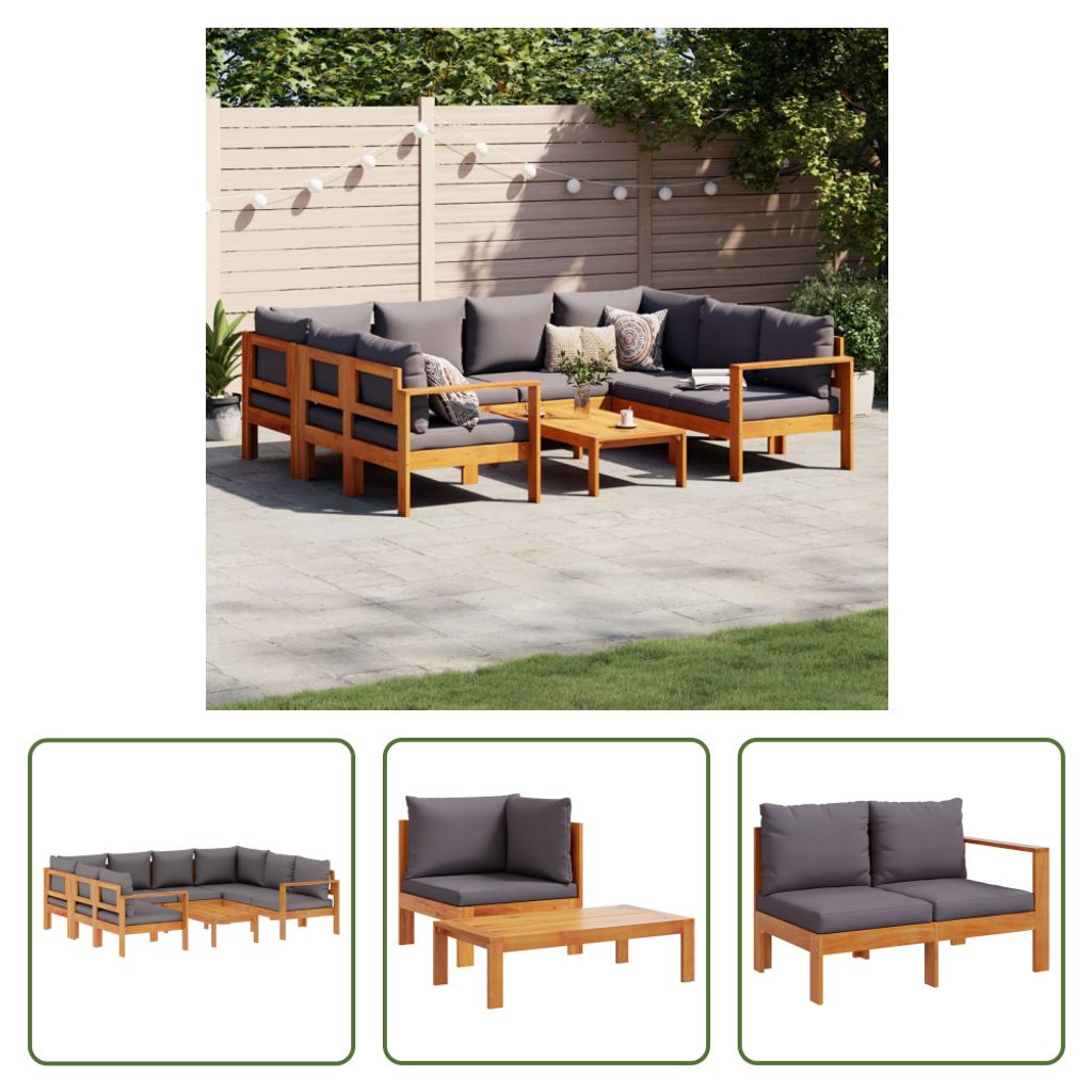 The Living Store 6-tlg. Garten-Sofagarnitur mit Kissen Massivholz Akazie