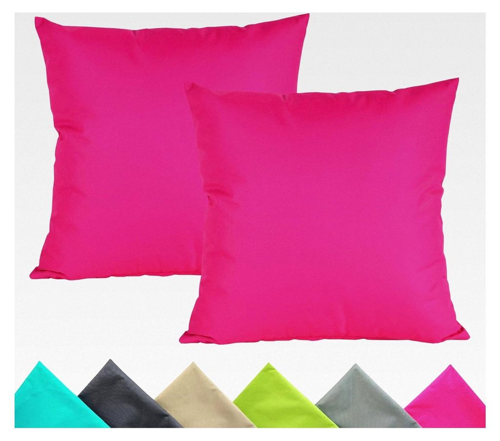 2er Set 40x40cm Outdoor Kissenhüllen Wasserfest Sitzkissen Lounge Kissen Gartenstuhl Lotus Effekt, Farbe: Pink