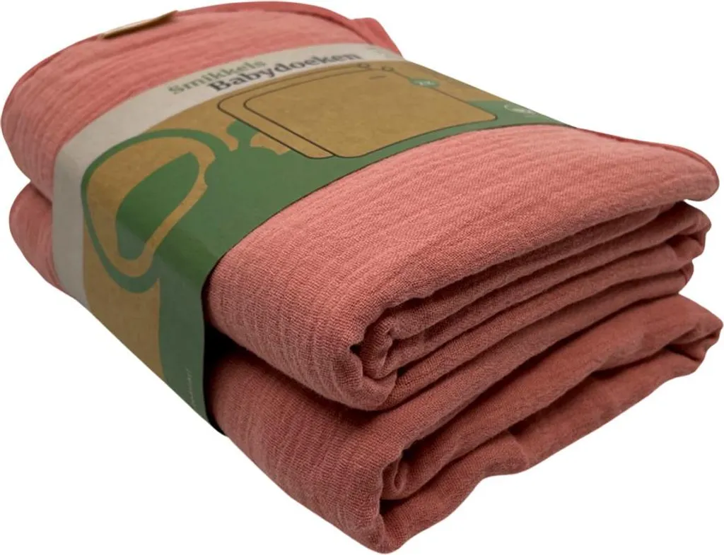 Serviette de bain bébé en coton rose - Set absorbant Smikkels 2 pièces