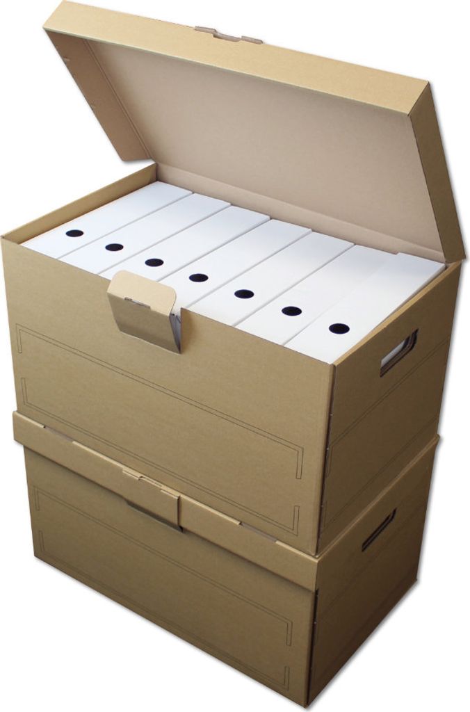 5x Klappdeckelcontainer Premium, braun Archivbox Produktbild 