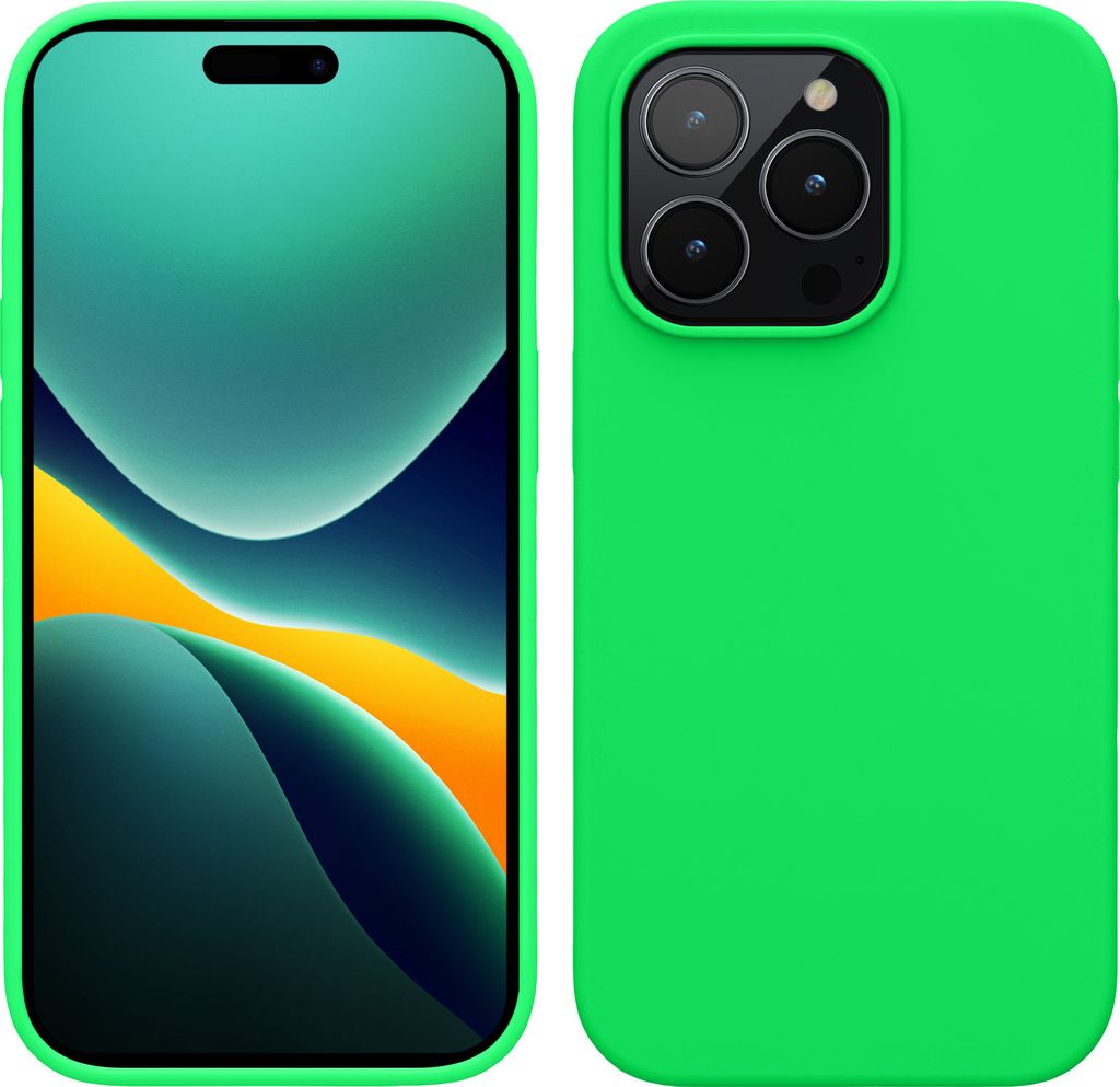 kwmobile Handyhülle für iPhone 14 Pro Hülle, für iPhone 14 Pro Case - Hülle Silikon - kabelloses Laden - Neon Grün