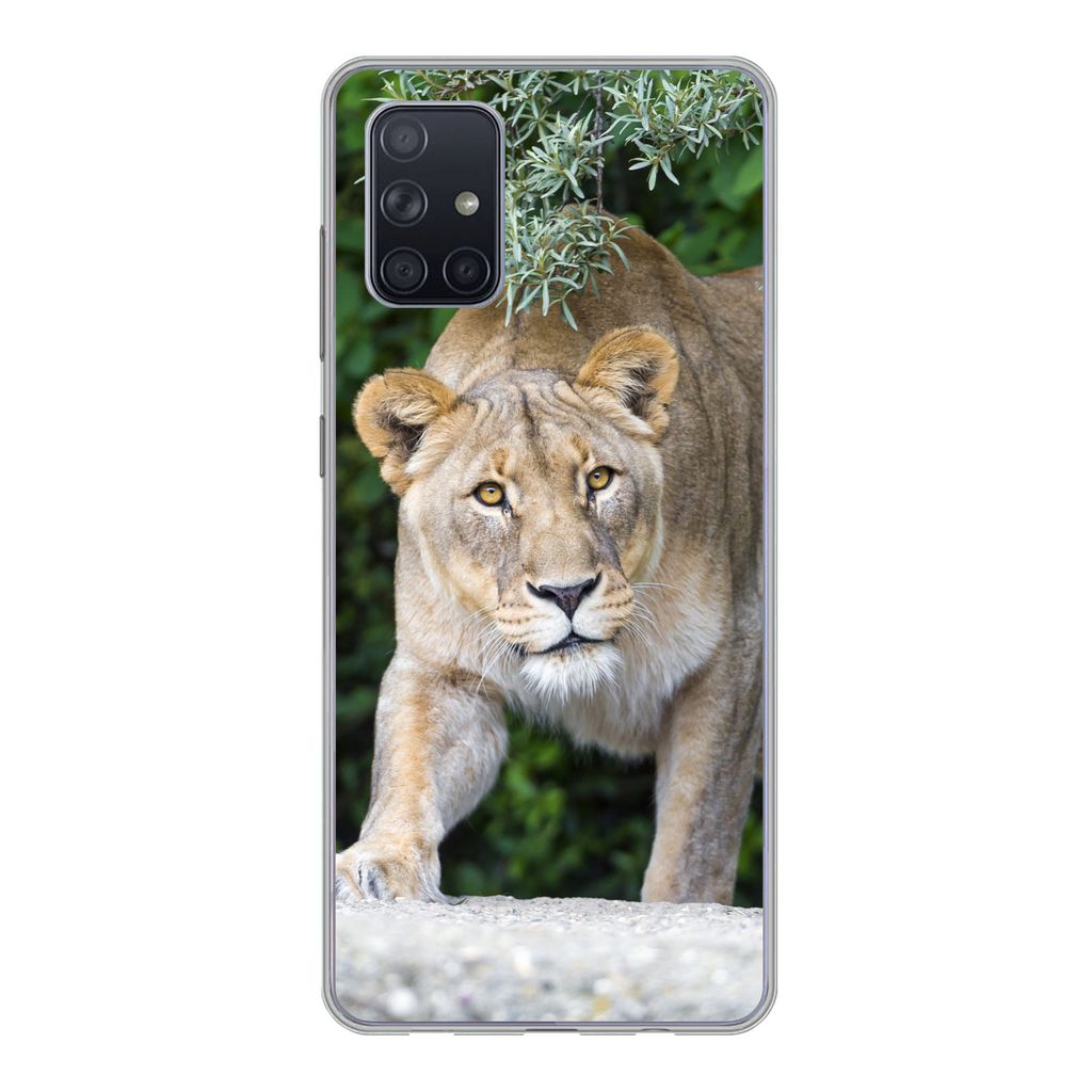 MuchoWow Handyhülle Schutzhülle Hülle für Samsung Galaxy A51 Löwinnen - Wilde Tiere - Jagd Silikon Softcase Handy Hülle - Schutzabdeckung