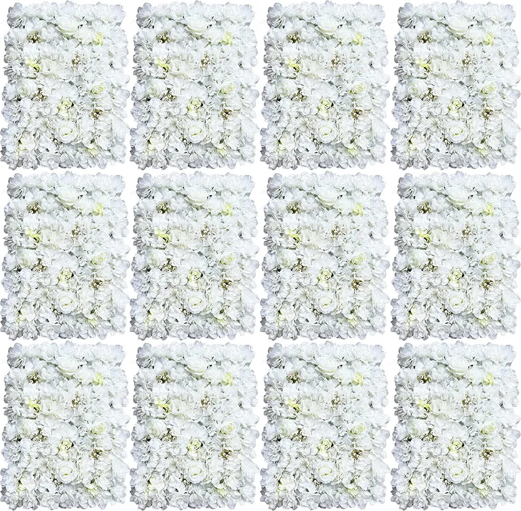 Mur de fleurs en soie 40x60cm blanc dense pour fond photo mariage
