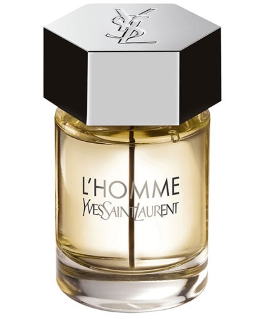 A product shot of a bottle of Yves Saint Laurent L'Homme fragrance.