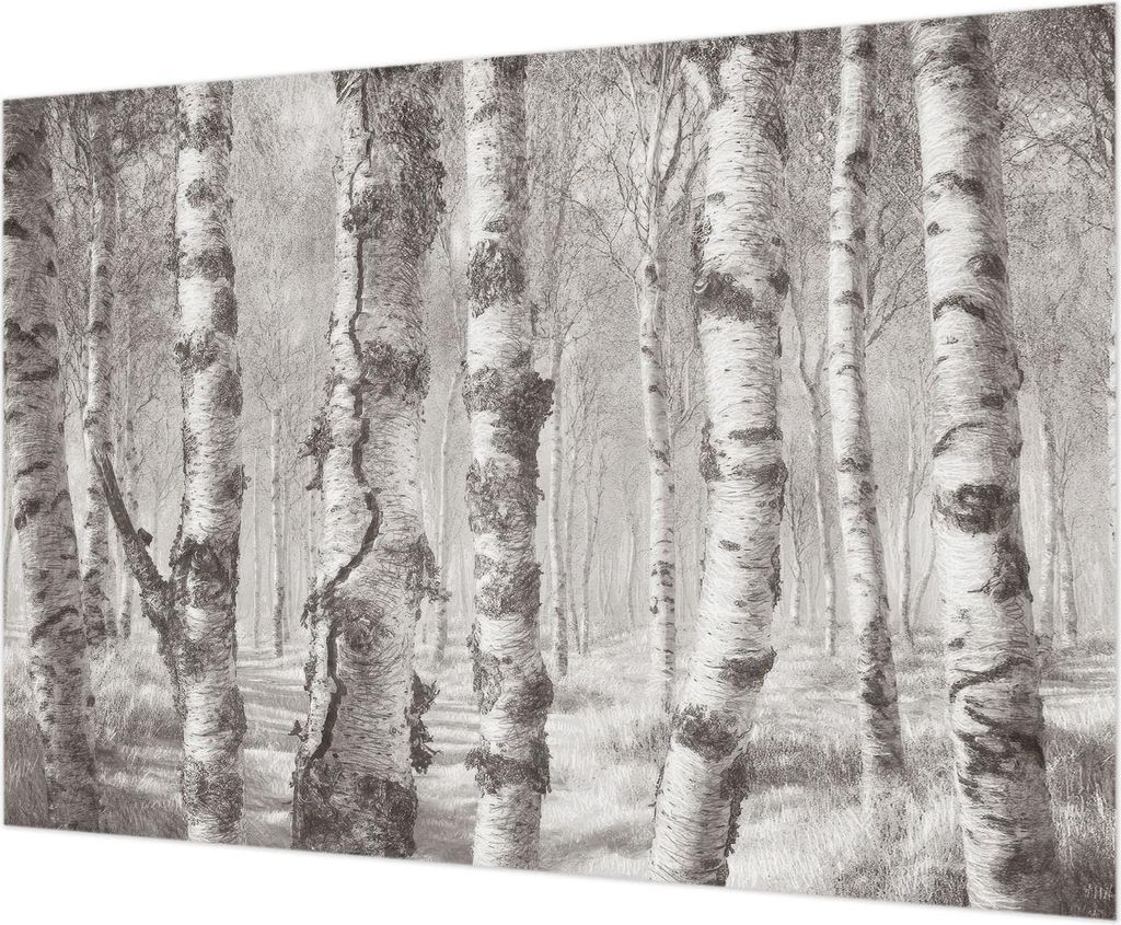 Wandtapete - Dekorative Tapete für Wohnzimmer - Tapetenfolie für Wanddekoration - 312x219 cm - Birkenwald