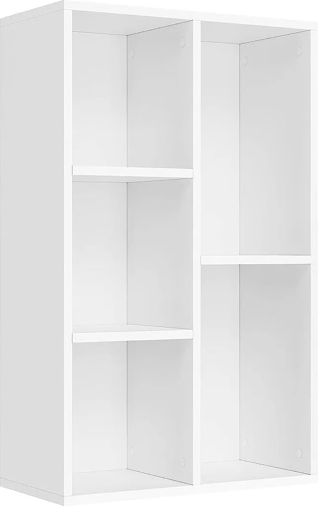 Bibliothèque 5 Niches Blanche Compacte Meuble de Séparation de Pièce 80 cm