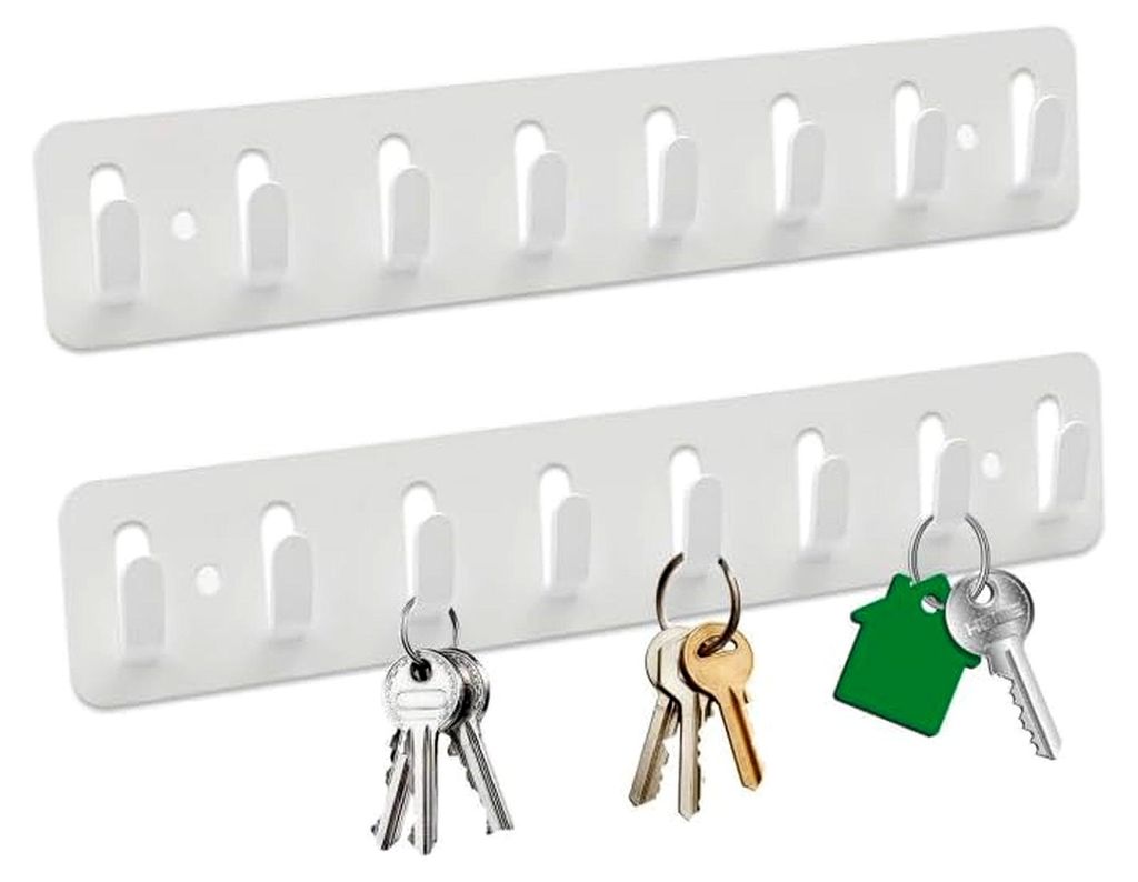 2 Stück Schlüsselbrett mit 8 Haken,Schlüsselhaken, Schlüsselhalter für Wand, Key Holder Schwarz,Wandmontage für Schlafzimmer,Eingangsbereich,...