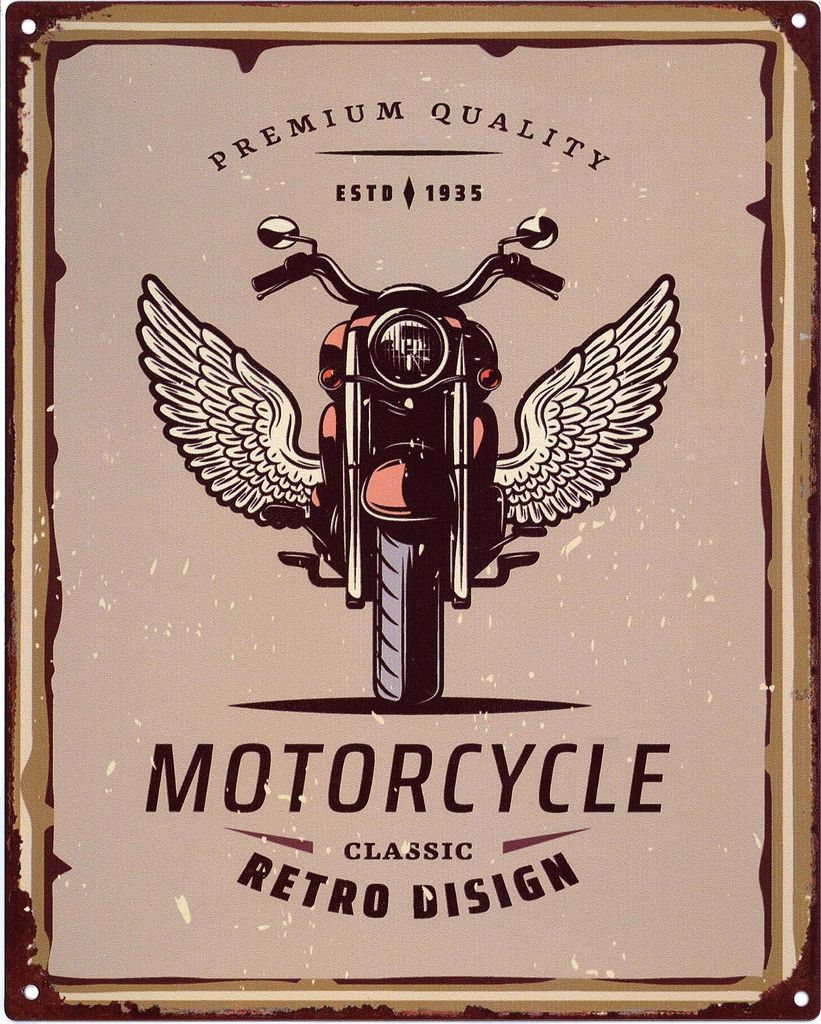 Moritz Deko Blechschild Motorcycle Classic Retro Design Retro Geschenk-Idee aus Metall Vintage-Design zur Dekoration