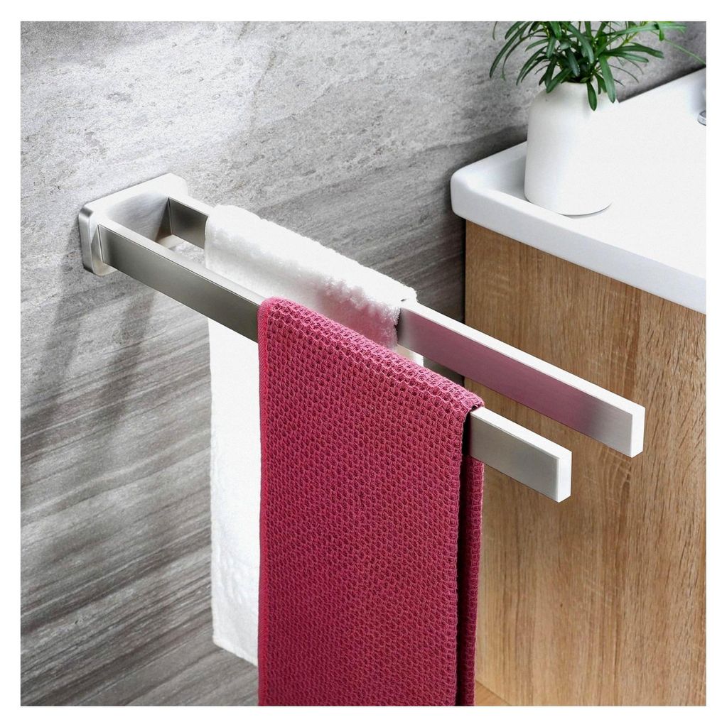 40 cm Wand-Handtuchhalter aus Edelstahl, doppelte Handtuchstange für Küche und Bad