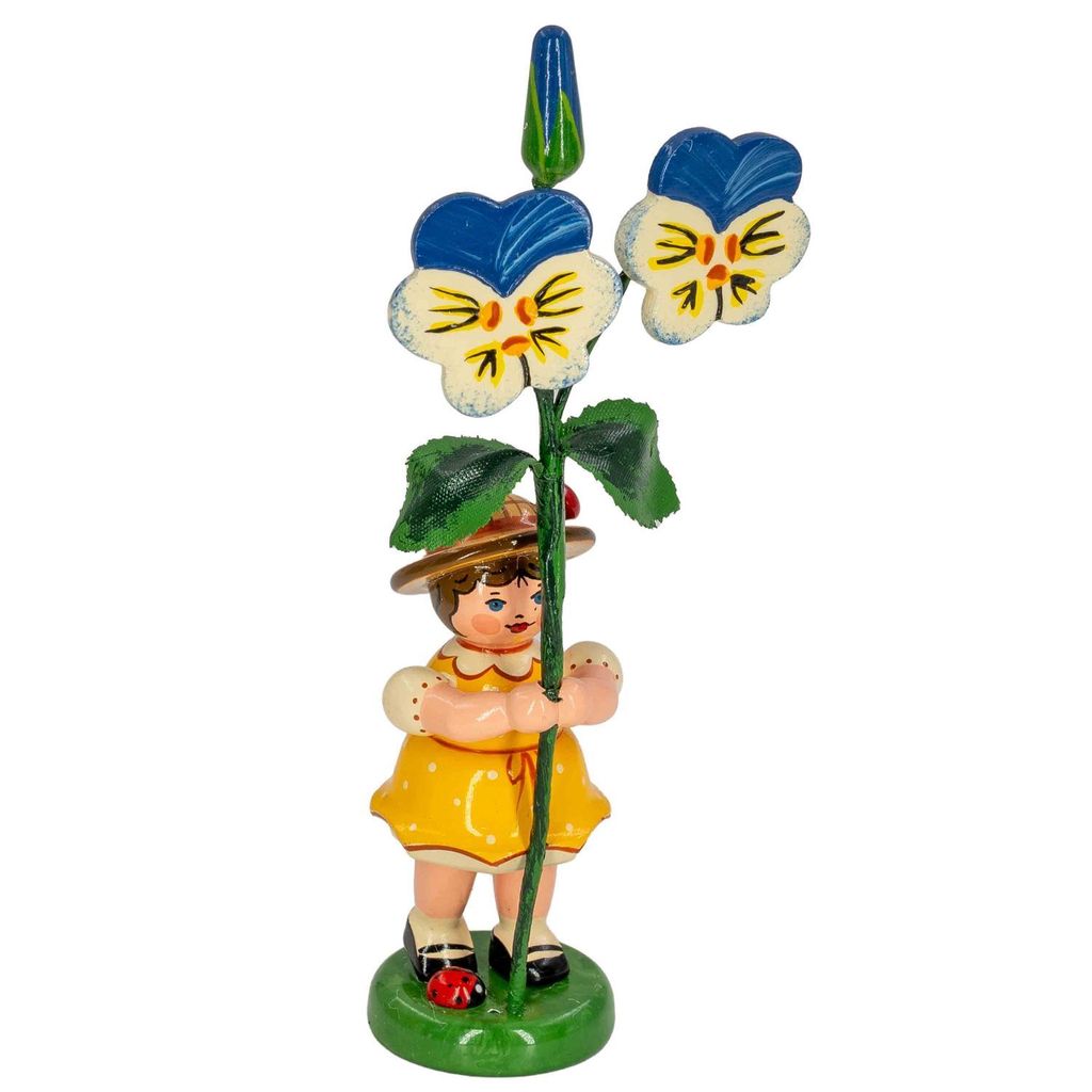Blumenkind Mädchen mit Hornveilchen (11cm) von Hubrig Volkskunst