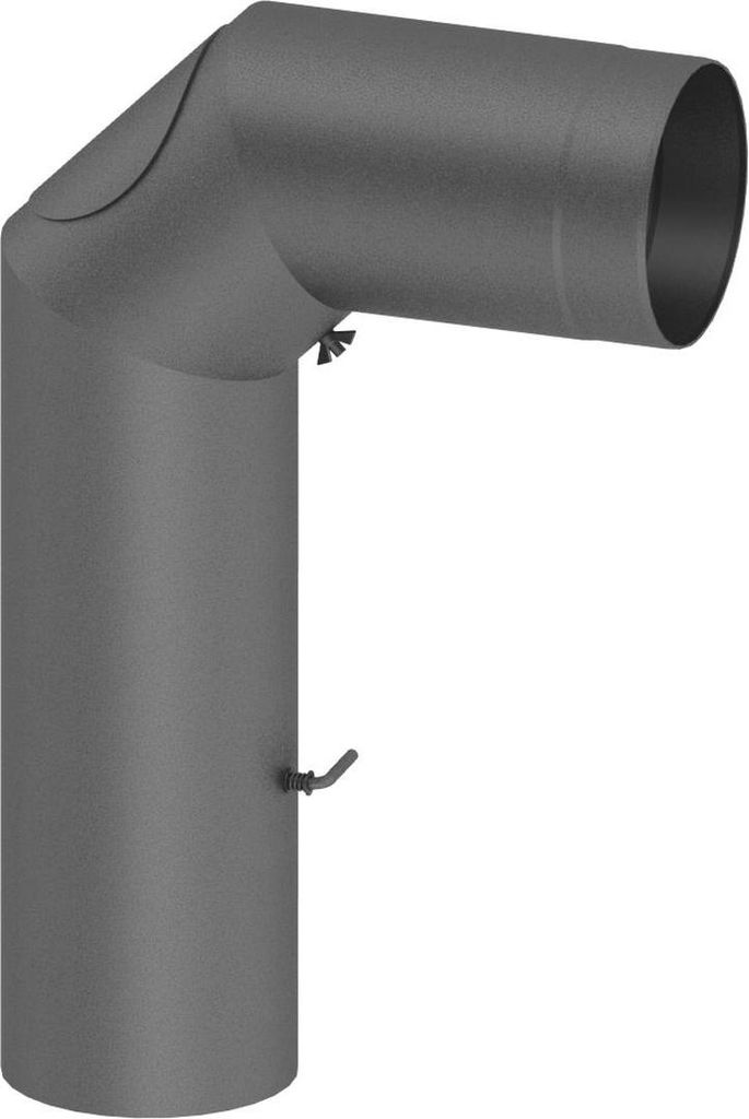 Ø 150 mm Ofenrohr Bogen lang - mit Tür und Drosselklappe - gussgrau
