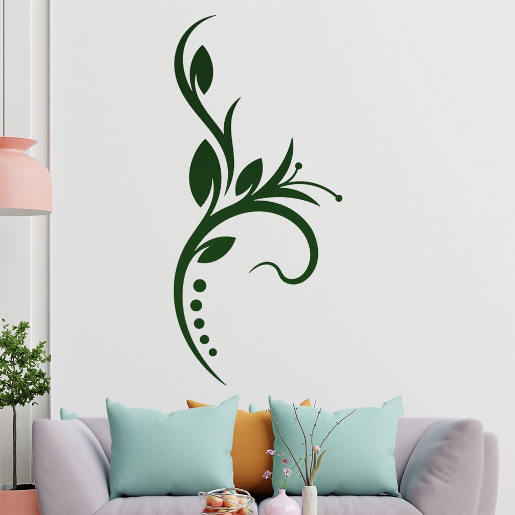 Blume - Linien Punkte Wandtattoo in 6 Größen - Wandaufkleber Wall Sticker - Dekoration, Küche, Wohnzimmer, Schlafzimmer, Badezimmer