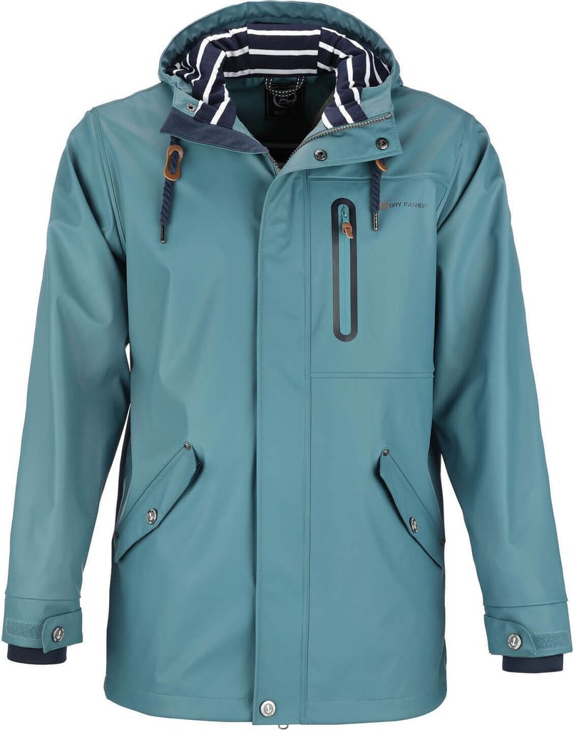 Dry Fashion Herren PolyurethanParka Lübeck - Regenjacke Herren Wasserdicht Winddicht Reißverschluss Outdoor Jacke Männer in Petrol Größe 3XL
