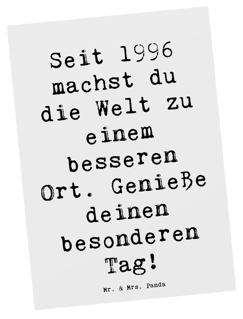 Mr. & Mrs. Panda Postkarte Spruch 1996 Geburtstag - Weiß - Produktbild 