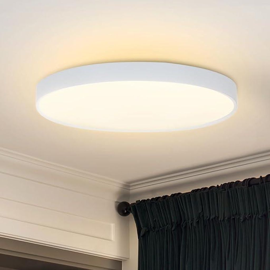 ZMH LED Deckenleuchte Warmweiß Deckenlampe 17W 28CM IP44 Rund Modern Küchelampe Flach für Küche Wohnzimmer Schlafz