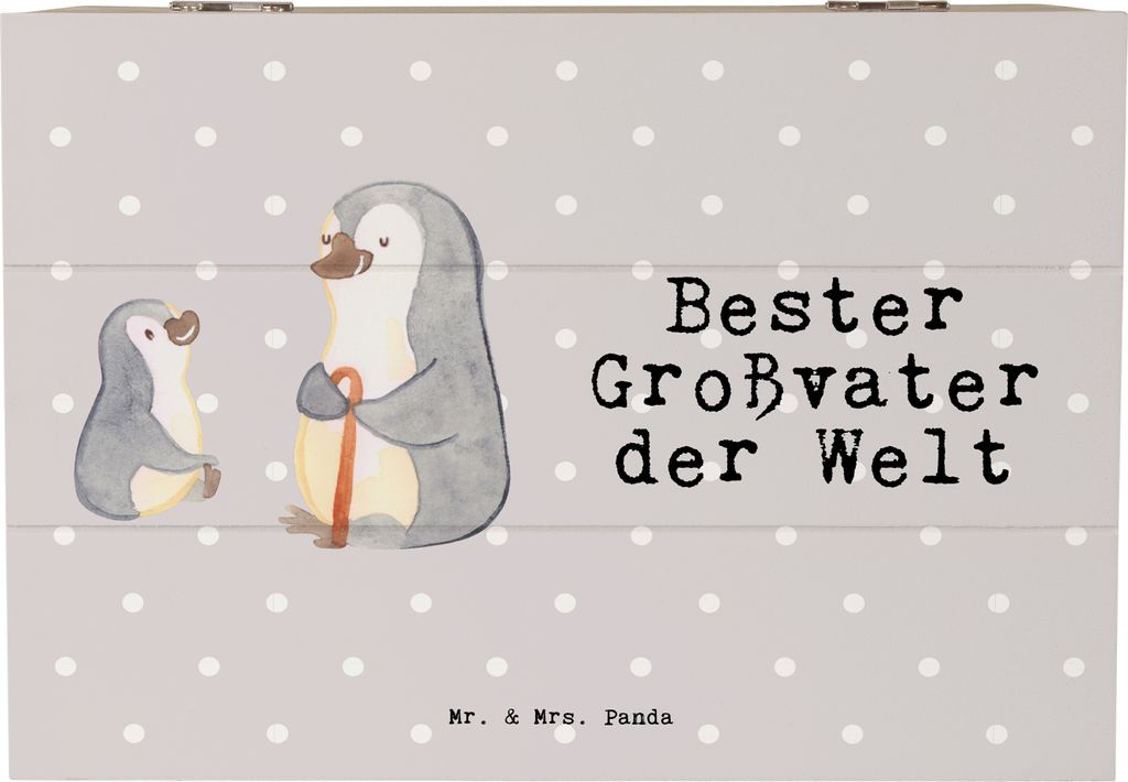 Mr. & Mrs. Panda Box Pinguin Bester Großvater der Welt 22 x 15 cm - Grau Pastell - Geschenk, geschenkkiste, Geschenkidee, Grossvater, Opa, truhe m...
