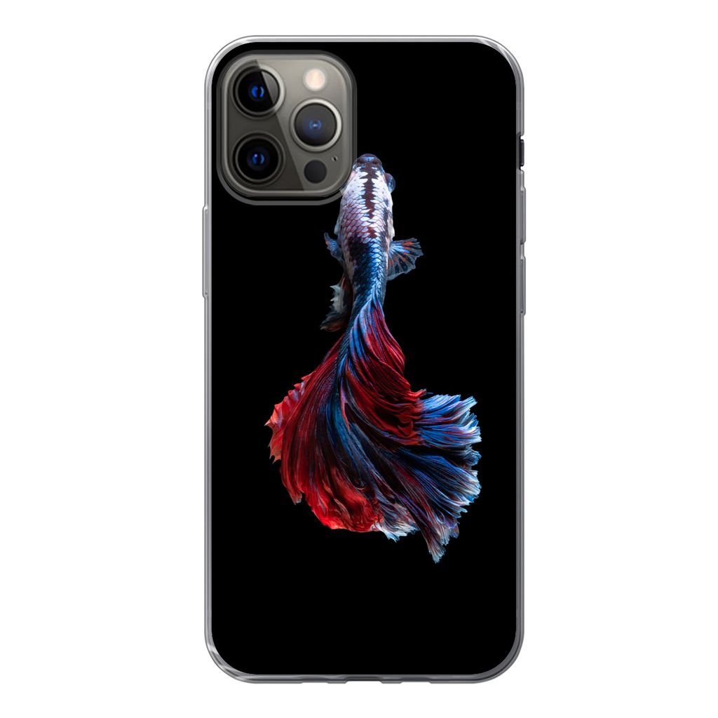 MuchoWow Handyhülle Schutzhülle Hülle für iPhone 13 Pro Fisch - Schwanz - Schwarz Silikon Softcase Handy Hülle - Handy-Tasche
