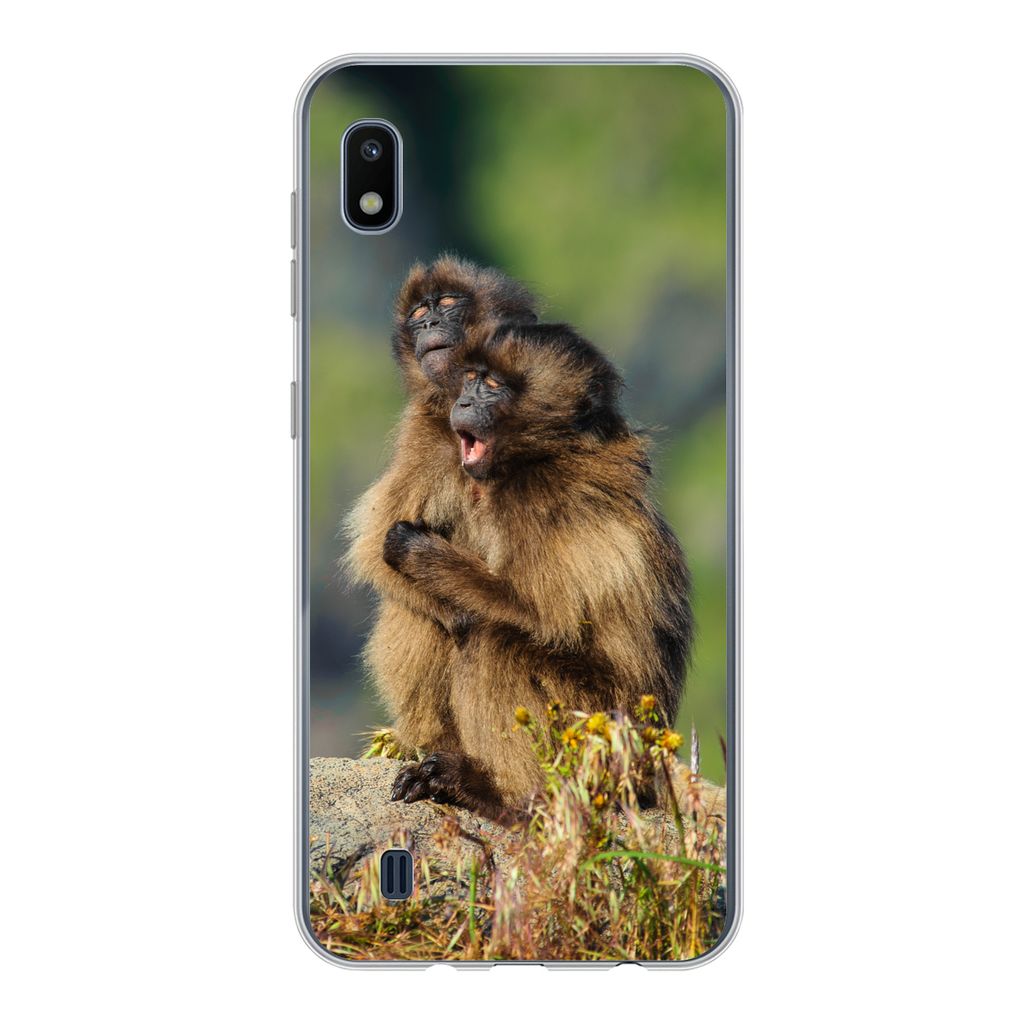 MuchoWow Handyhülle Schutzhülle Hülle für Samsung Galaxy A10 Affen - Pflanzen - Steine - Familie Silikon Softcase Handy Hülle - Schutzhülle