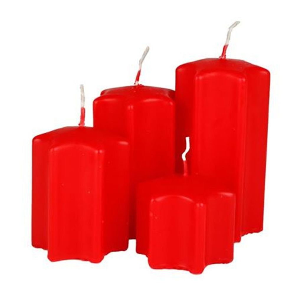 Adventskerzen-Set Sternform Weihnachtskerzen Weihnachtsdeko Sternkerzen Kerzen, Farbe:rot