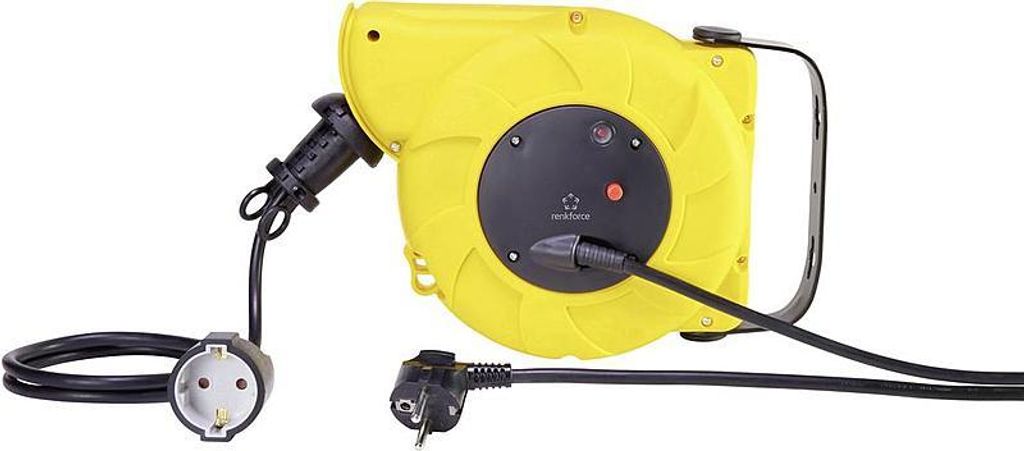Renkforce RF-3349118 Wandkabeltrommel 9 m Schwarz Produktbild 