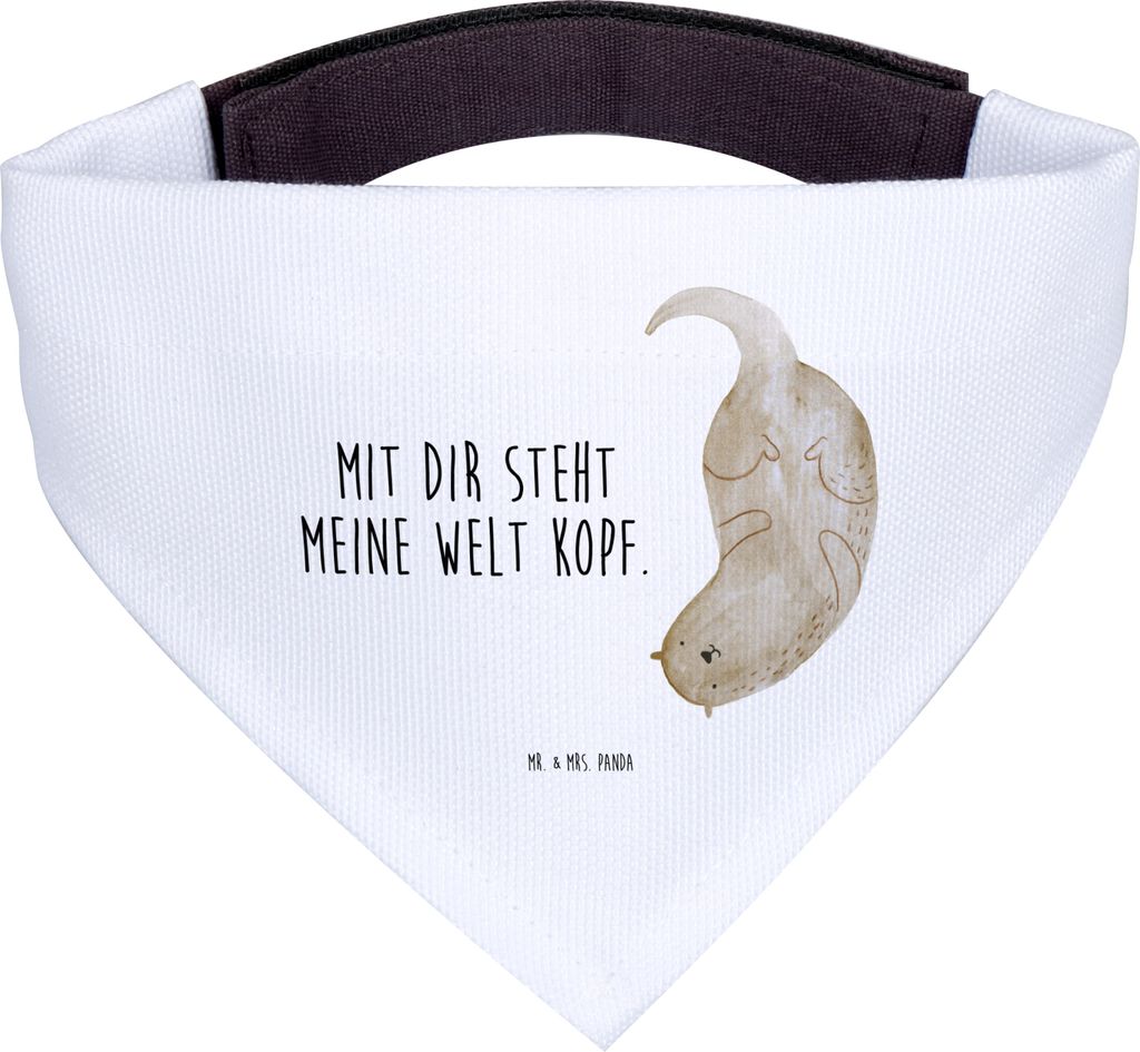 Mr. & Mrs. Panda Dreieckstuch Hund Otter Kopfüber - Weiß - Geschenk, Halstuch, Liebe, Niedlich, Seeotter, Bandana für Hunde, Verliebt, Tuch, Ver...