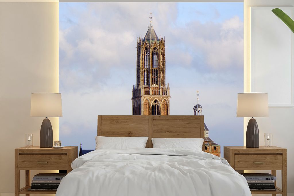 MuchoWow Fototapete für Wohnzimmer oder Schlafzimmer Wandtapete Vinyl Motivtapete Domturm - Niederlande - Utrecht - 300x300 cm - Wanddekoration
