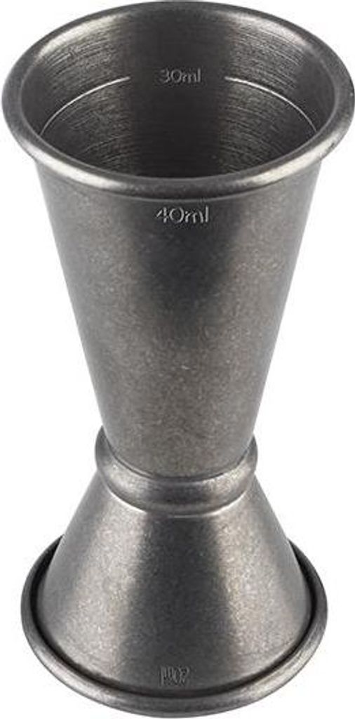 APS 93354 Barmaß, Edelstahl, Volumen 20 / 40 ml, mit Füllstrich 10 / 30 ml, Ø 4,5 cm, Höhe 9 cm, Vintage-Look