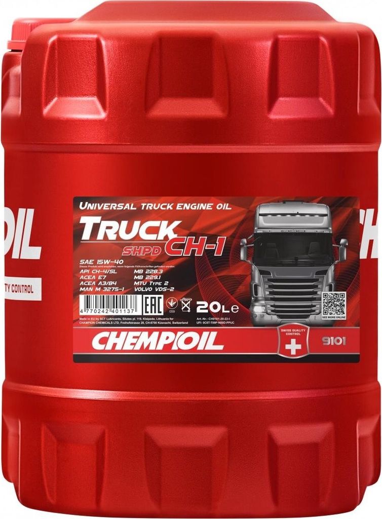 CHEMPIOIL Truck SHPD CH-1 für 15W-40 20 Liter Motoröl Motorenöl MAN M 3275 228.3 229.1 VDS-2 Öl