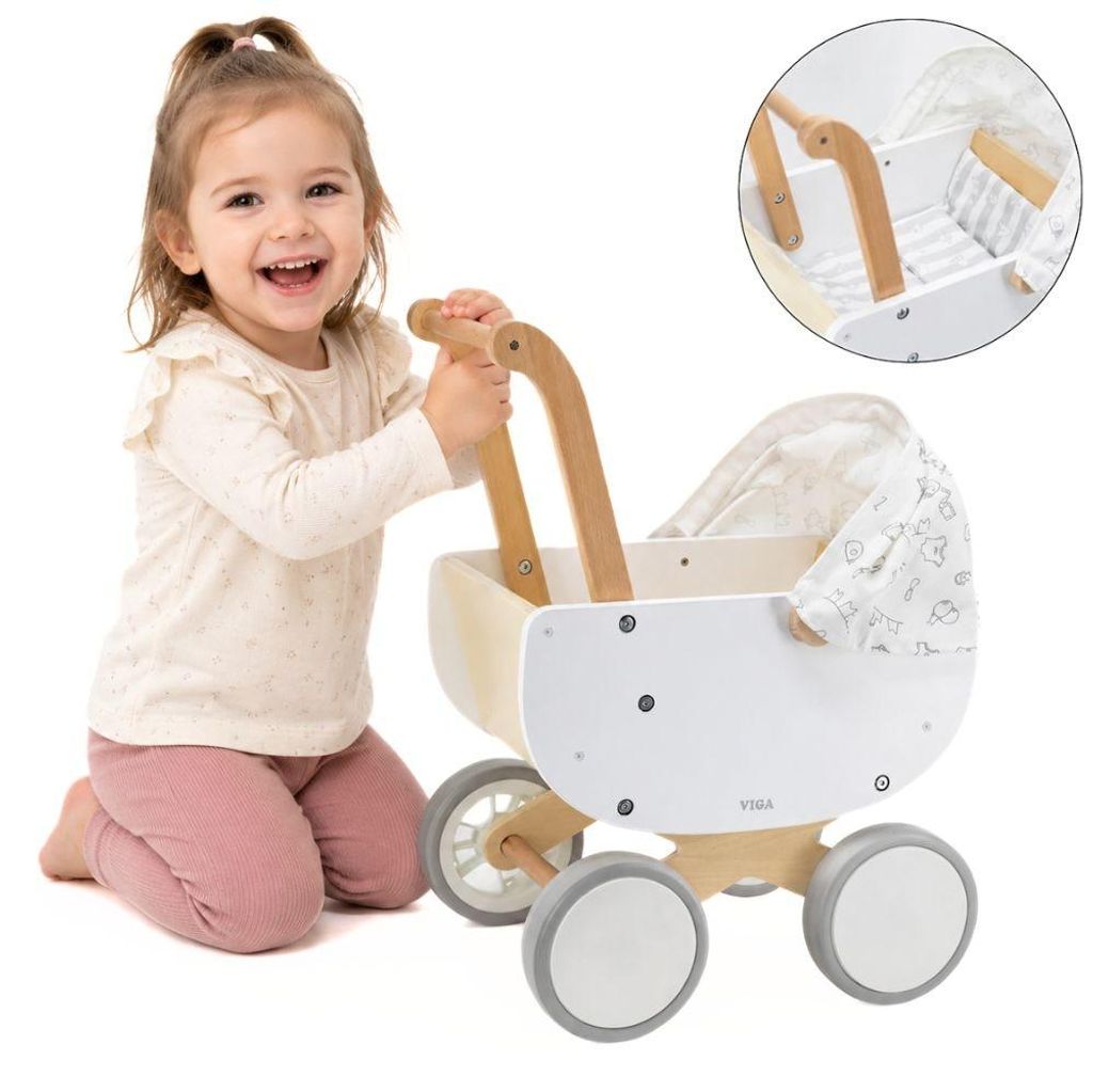 Viga houten poppenwagen met gondel Productafbeelding 
