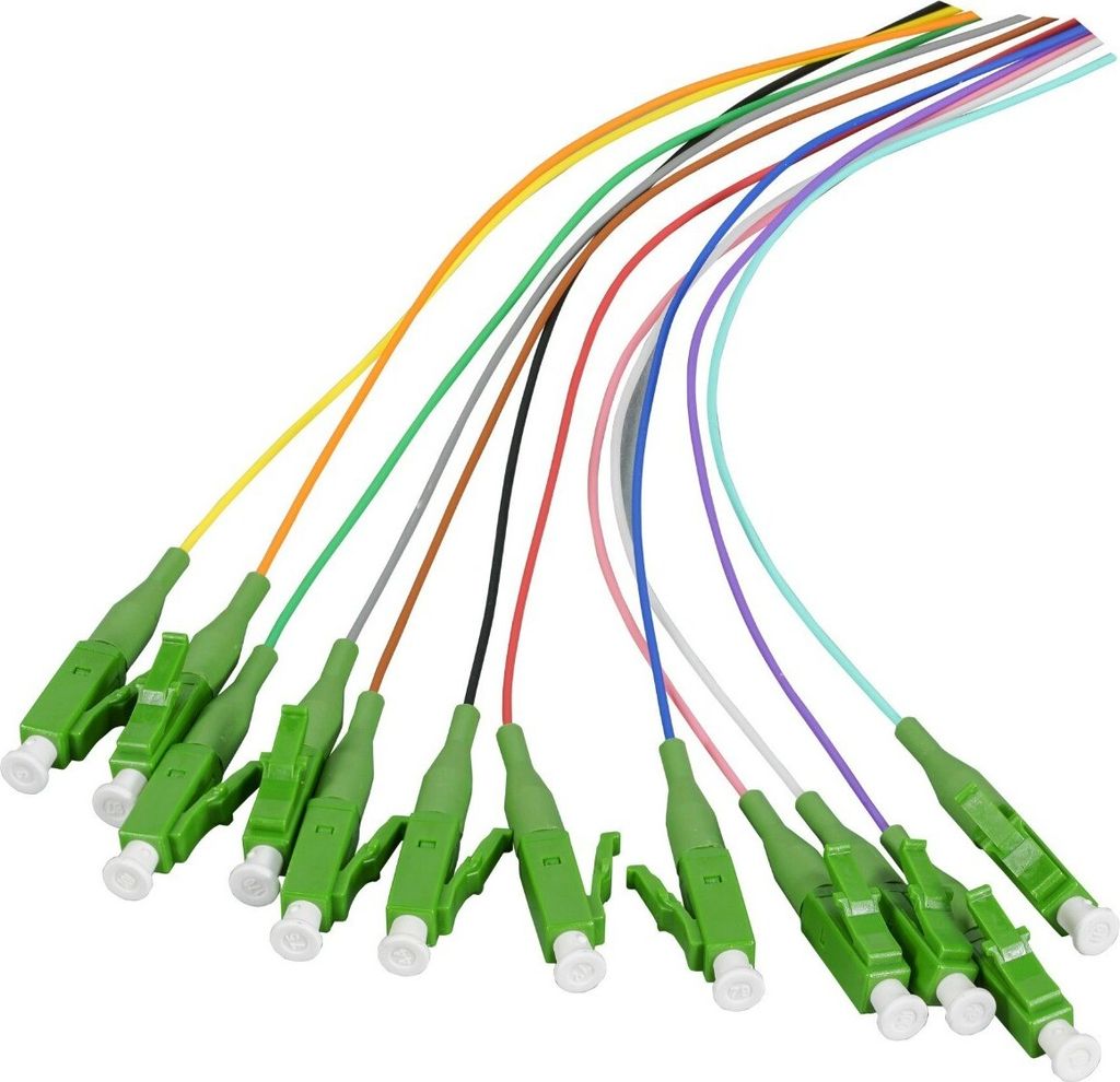 OS2 Glasfaser Pigtail farbiges Set LC/APC - 12 Stück