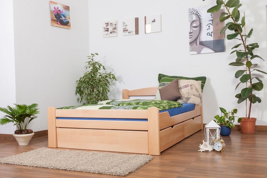 Bett Buche massiv 140 x 200 cm Natur