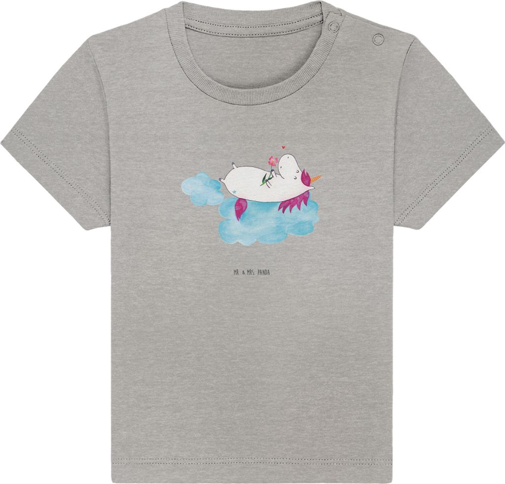 Mr. & Mrs. Panda Babyshirt Einhorn Verliebt 0. - 6. Monat - Heather Grey - Geschenk, T-Shirt, Baby Kurzarmshirt, Kinder Top, Freundin, Kleinkind, L...