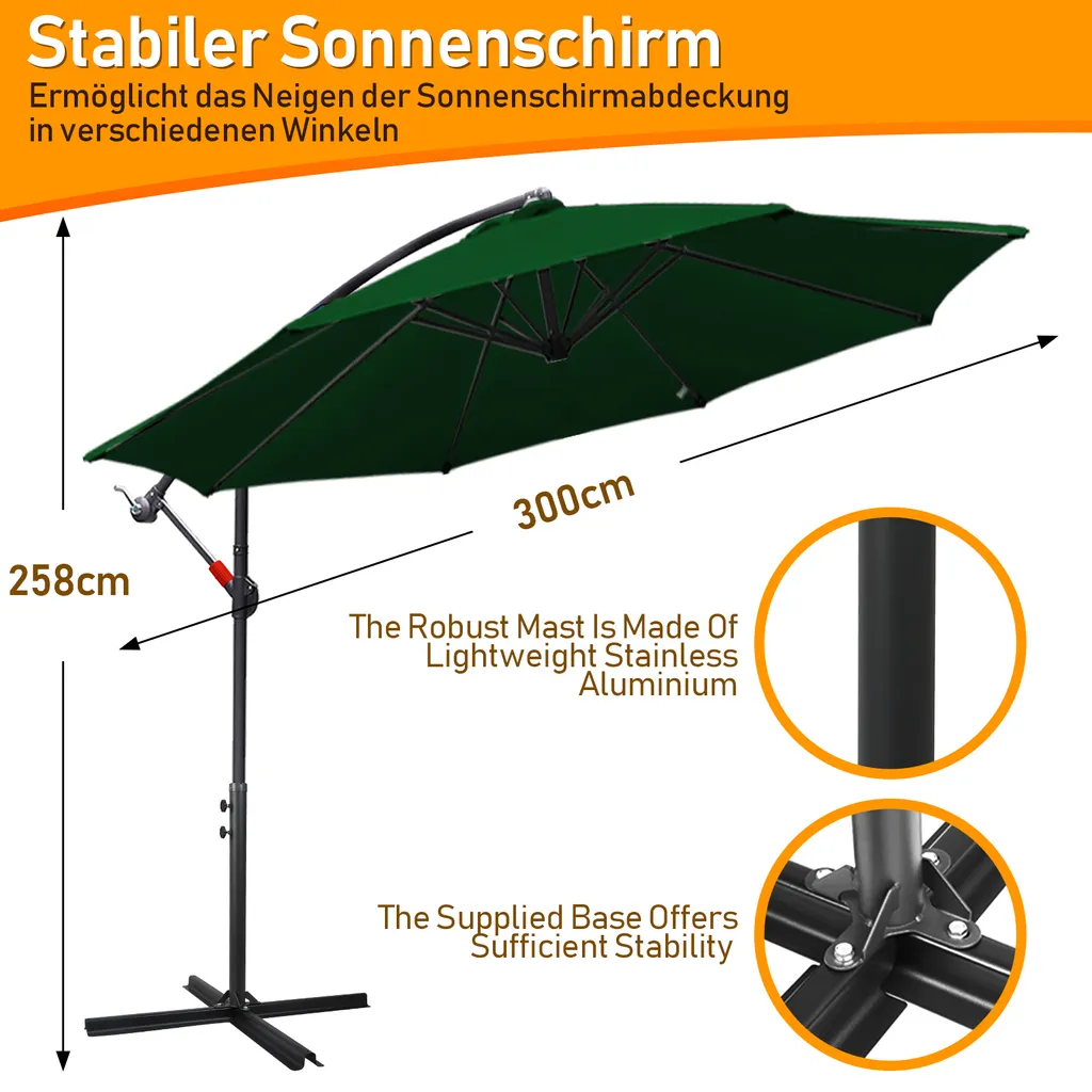 Vivi il Giardino con TolleTour Ombrellone Verde 3m - Ombra d'Autore - 2