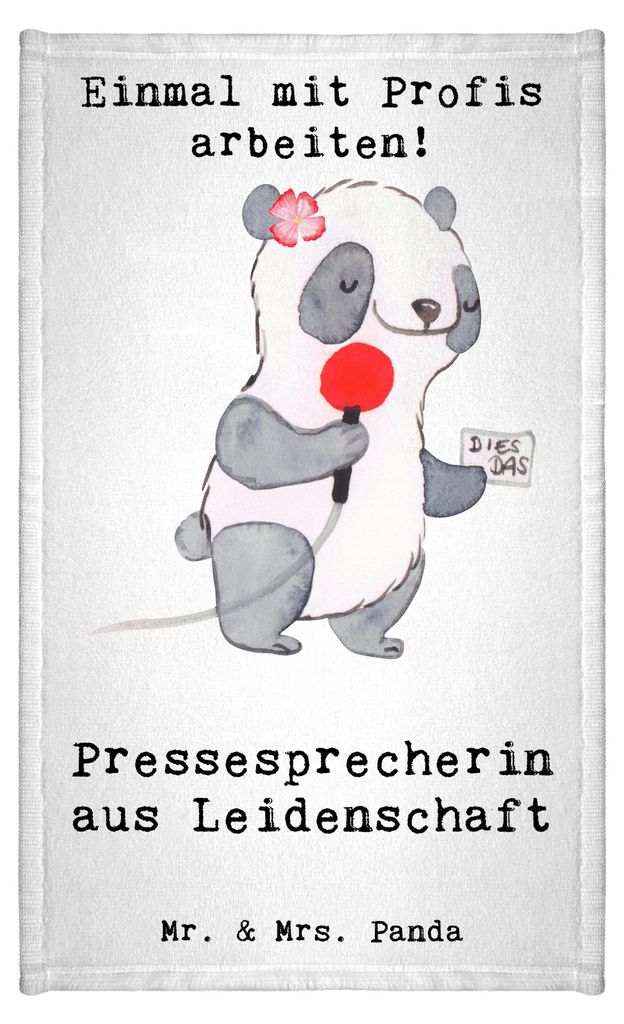 Mr. & Mrs. Panda Handtuch Pressesprecherin Leidenschaft - Weiß - Geschenk, gäste wc, Gästetuch, baumwolle, frottee gästehandtuch, Mini-Handtuch