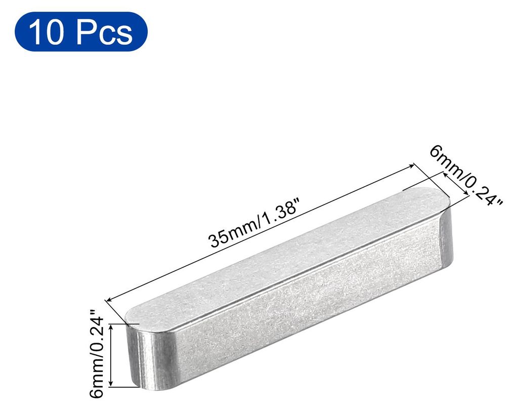 10 Stš¹ck Rundkopf-Federkeil, 6x6x35mm Round Ended Passfeder Edelstahl Professioneller Paralleler Antriebswellenkeil fš¹r Befestigungselemente ...