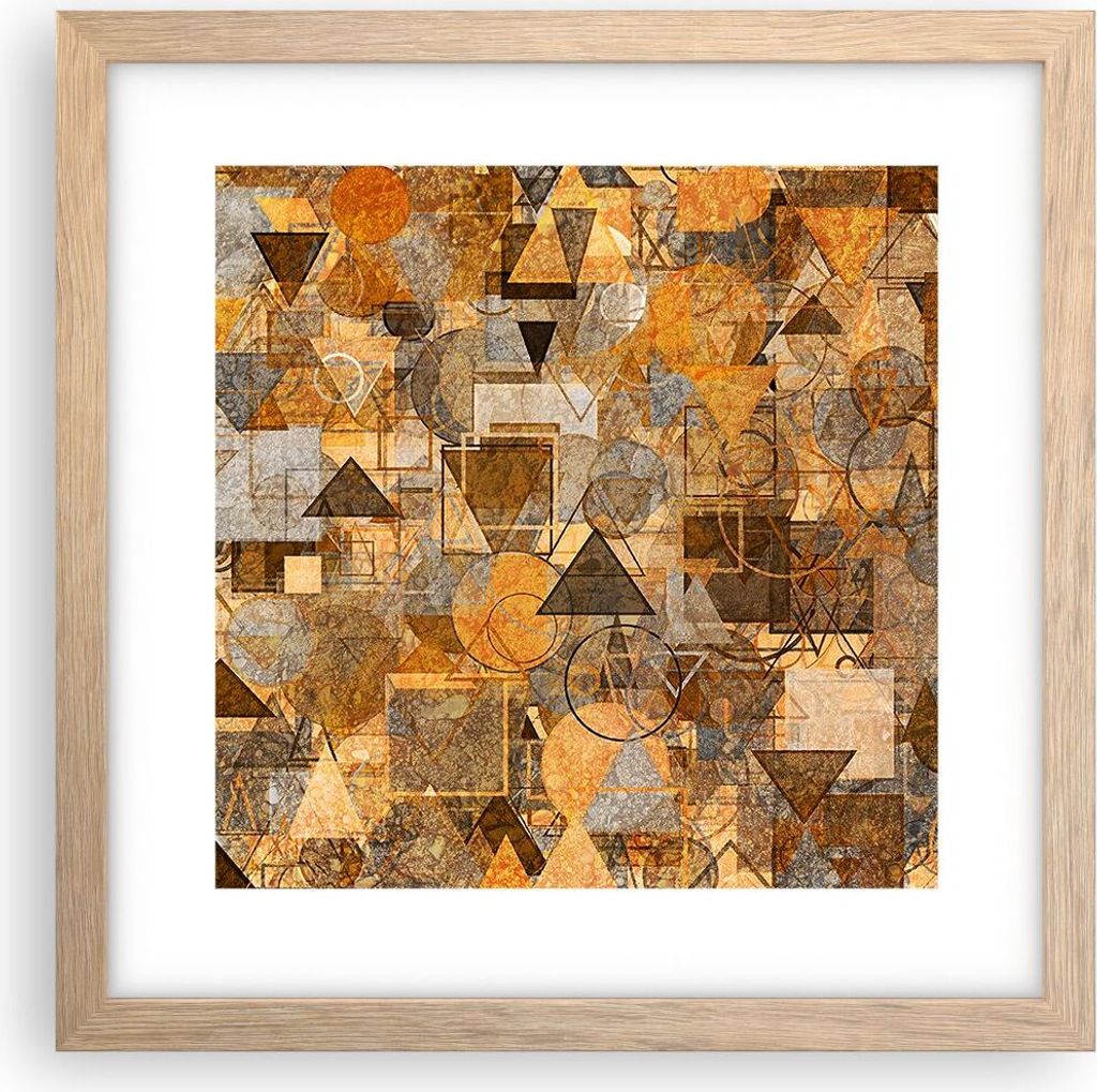 Gerahmtes Poster - Rahmen in heller Eiche - Abstraktion modern - 30x30 cm - Wand Bild - Wanddeko - Wandbilder - Wandposter - Bilderrahmen - Bilder ...