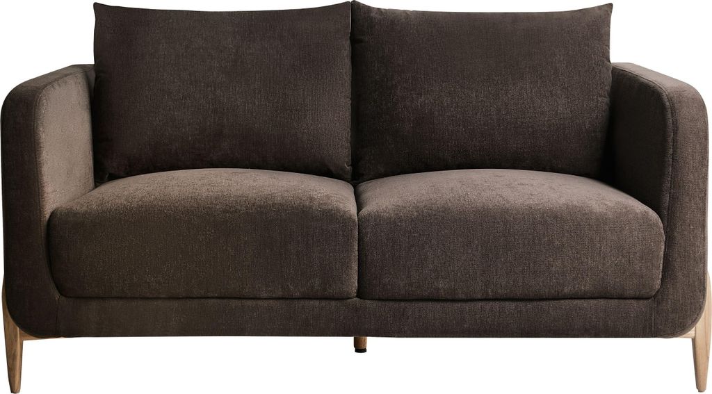 BELIANI 2-Sitzer Sofa Dunkelbraun Chenille Stoff Gepolstert mit Hellen Holzbeinen Schmale Armlehnen Lose Rückenkissen Modernes Polstersofa Stoffsofa