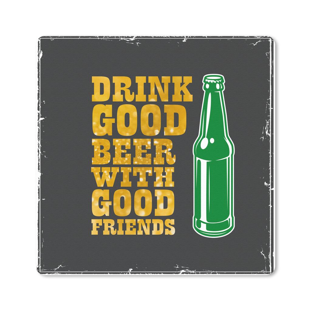 MuchoWow Mauspad Mousepad Mancave - Bier - Flasche - Zitate - Vintage 20x20 cm - Mousepads - Maus Mat - Pad - Mausunterlage - Desk Mat - Bureauar...