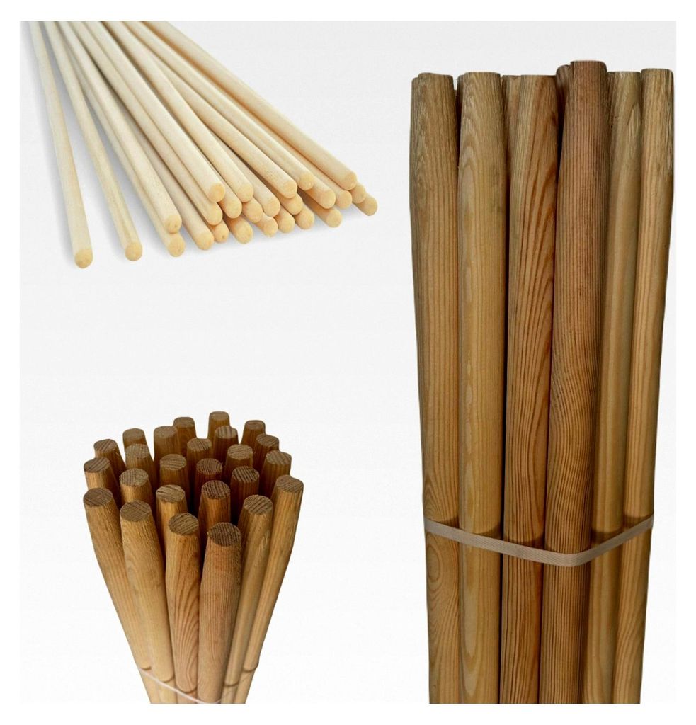 Besenstiel 120 cm - Holzstiel - Gerätestiel - Spatenstiel - Ersatzstiel - Gartengeräte - Buchenholz - 10 Stück
