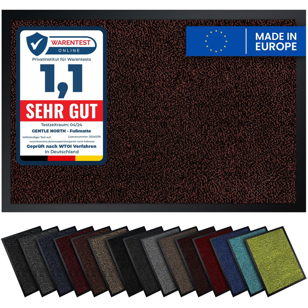 Gentle North Hochwertige Fußmatte braun-schwarz 40x60 groß Produktbild 