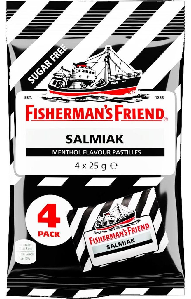 Fisherman's Friend, sabor salmiak, sin azúcar, 4 unidades Imagen del producto 