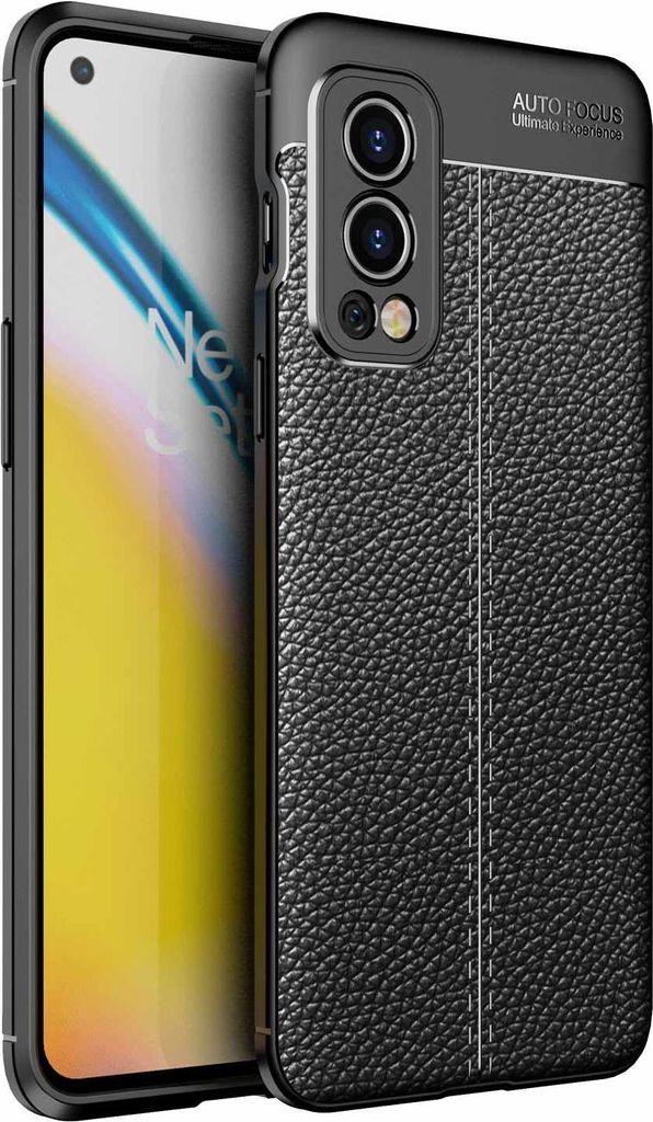 Cadorabo Hülle für OnePlus Nord 2 Schutzhülle in Schwarz Handyhülle TPU Etui Kunstleder-Applikation