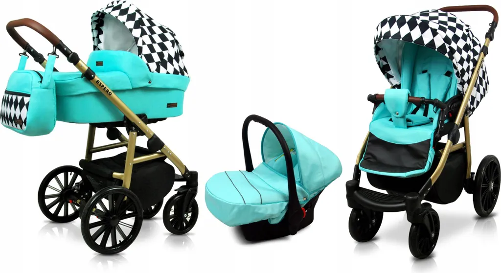 Poussette Combinée 3 en 1 BabyLux Aspero avec Nacelle et Cosy Auto