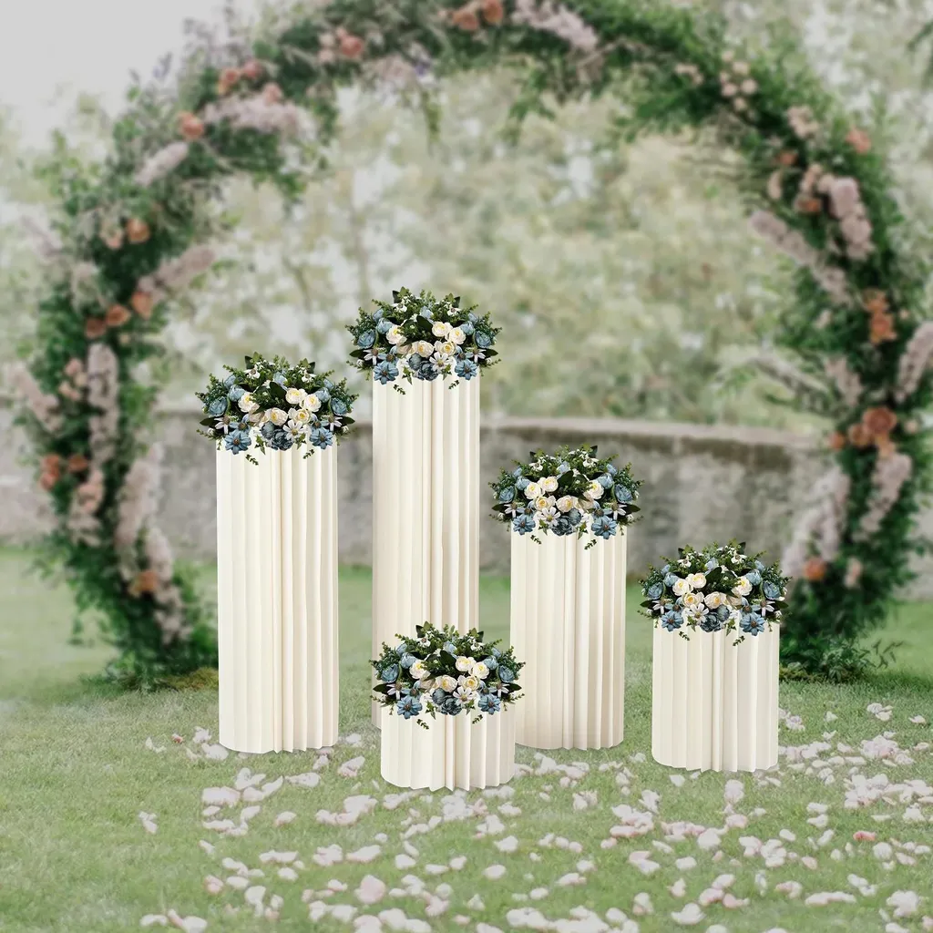 Support de décoration léger et stable : 5 Colonnes Pliables Blanches M