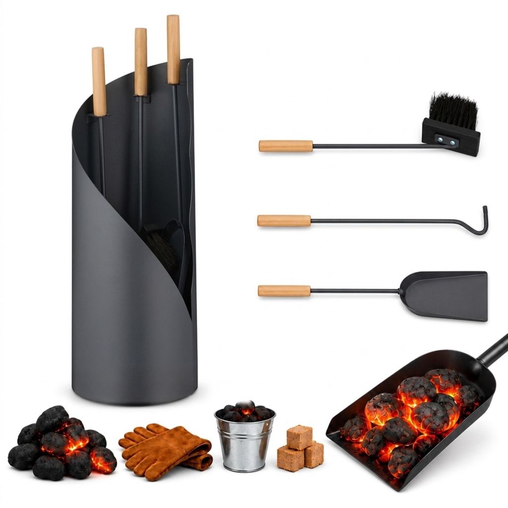 Relaxdays, juego de accesorios para chimenea, set de 4 Imagen del producto  Imagen generada por IA