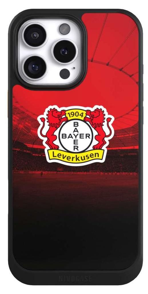 NIVOCASE Hülle für Apple iPhone 16 Pro Max Handyhülle NIVOcore Case Schwarz Bayer 04 Leverkusen Offizielles Lizenzprodukt Stadion