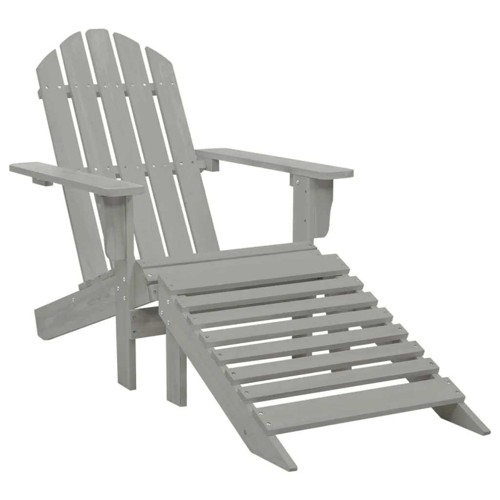 Set Poltrona Giardino Legno Grigio The Living Store con Poggiapiedi