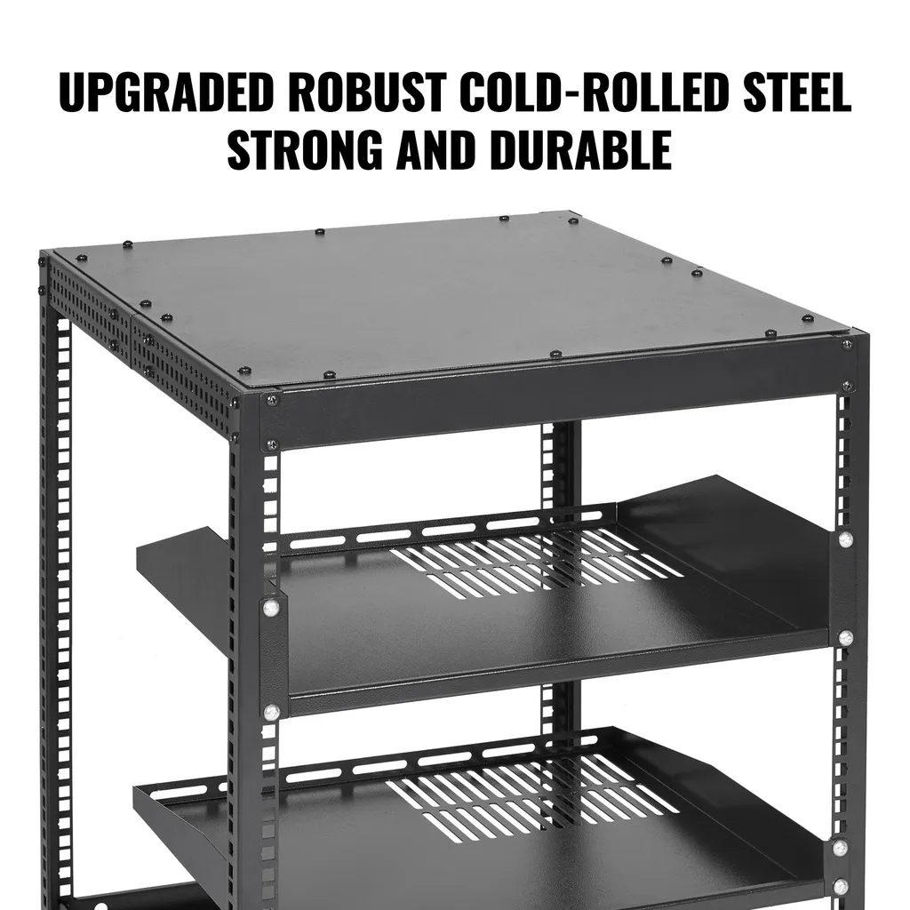 Rack Réseau 12U Profondeur Variable 38-101 cm avec Roulettes et Fixation
